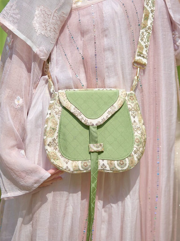 Mint Brocade Crossbody Merchant Bag