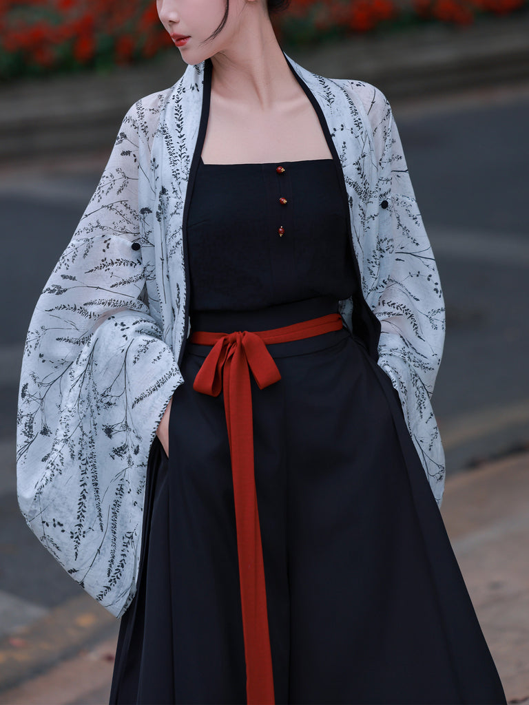 Xuan Mo | Modern Chinese Pleated Hanfu Set with Elastic Waist Song Sty ...