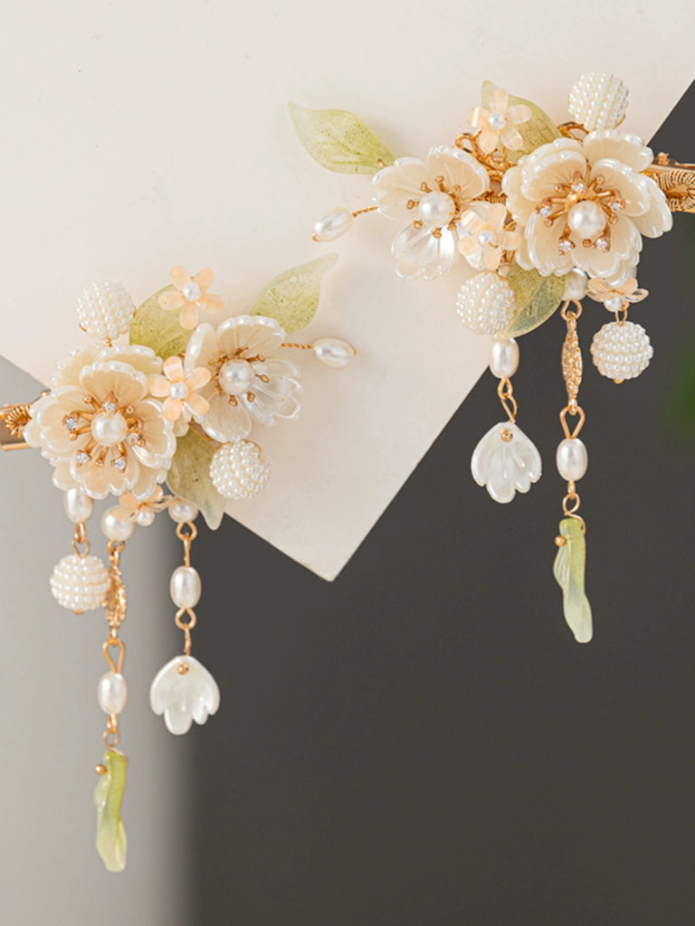 Hanfu Hair Accessories Set: White Rose