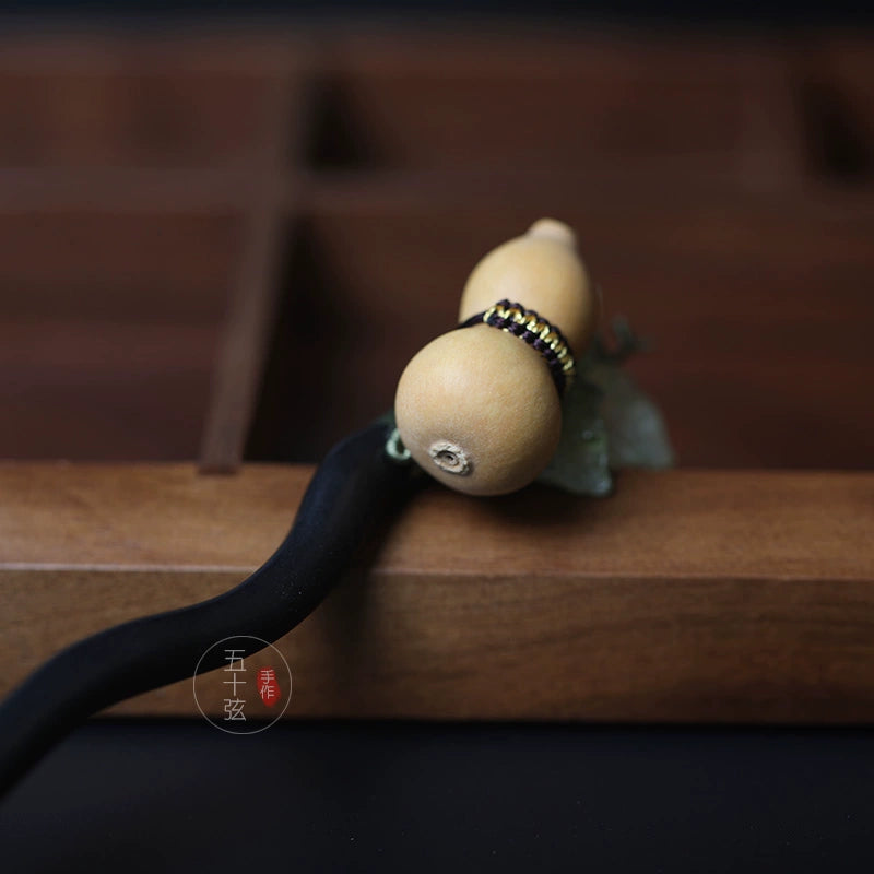 Wandering Knight Ebony Hairpin New Chinese Style Natural Gourd Ancient Hair Stick