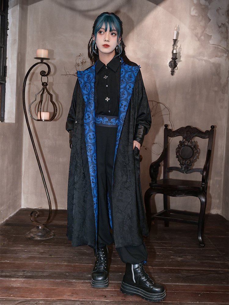 Tang Dynasty Modern Hanfu Reversible Round Neck Robe Chinese Style Pri ...