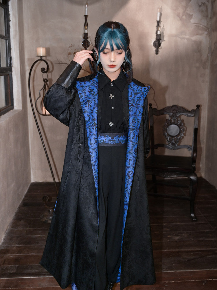 Tang Dynasty Modern Hanfu Reversible Round Neck Robe Chinese Style Pri ...