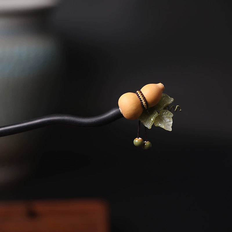 Wandering Knight Ebony Hairpin New Chinese Style Natural Gourd Ancient Hair Stick