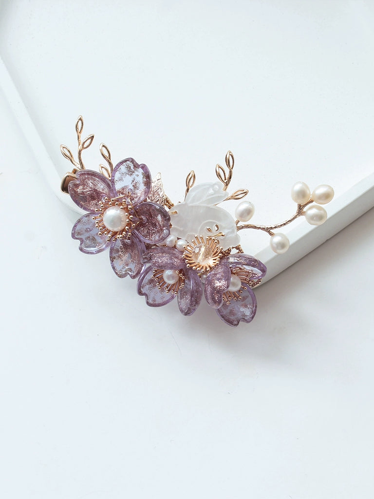 Hair Clips: Glass Flowers