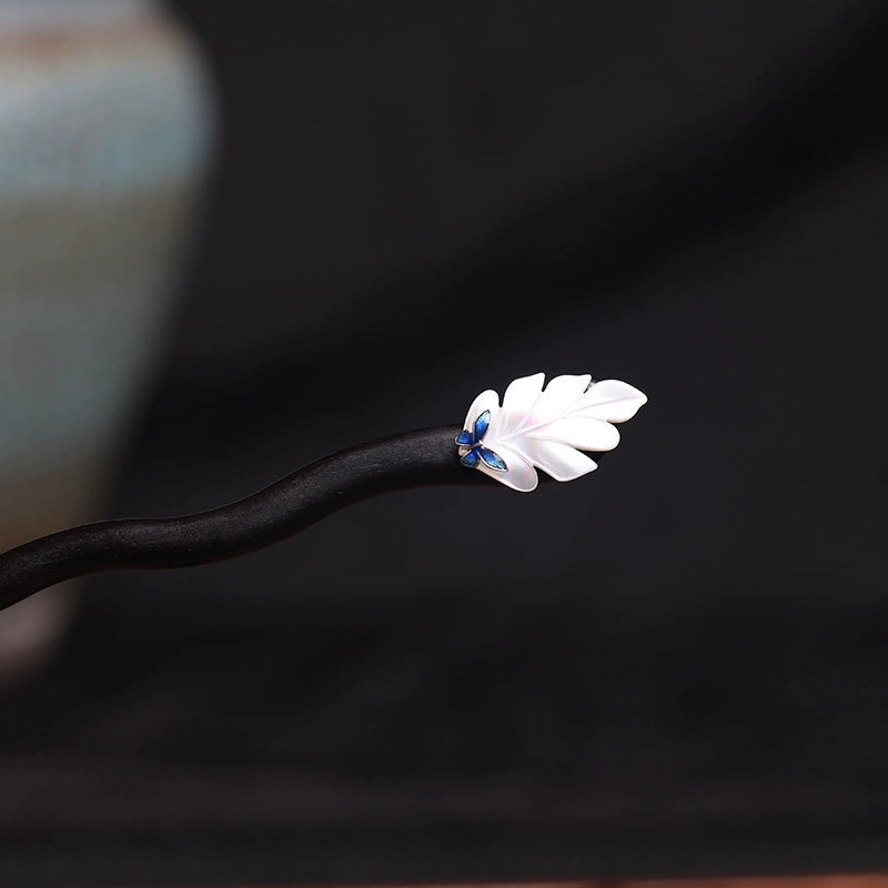 Radiant Glow Handmade Mother-of-Pearl Ebony Hair Stick