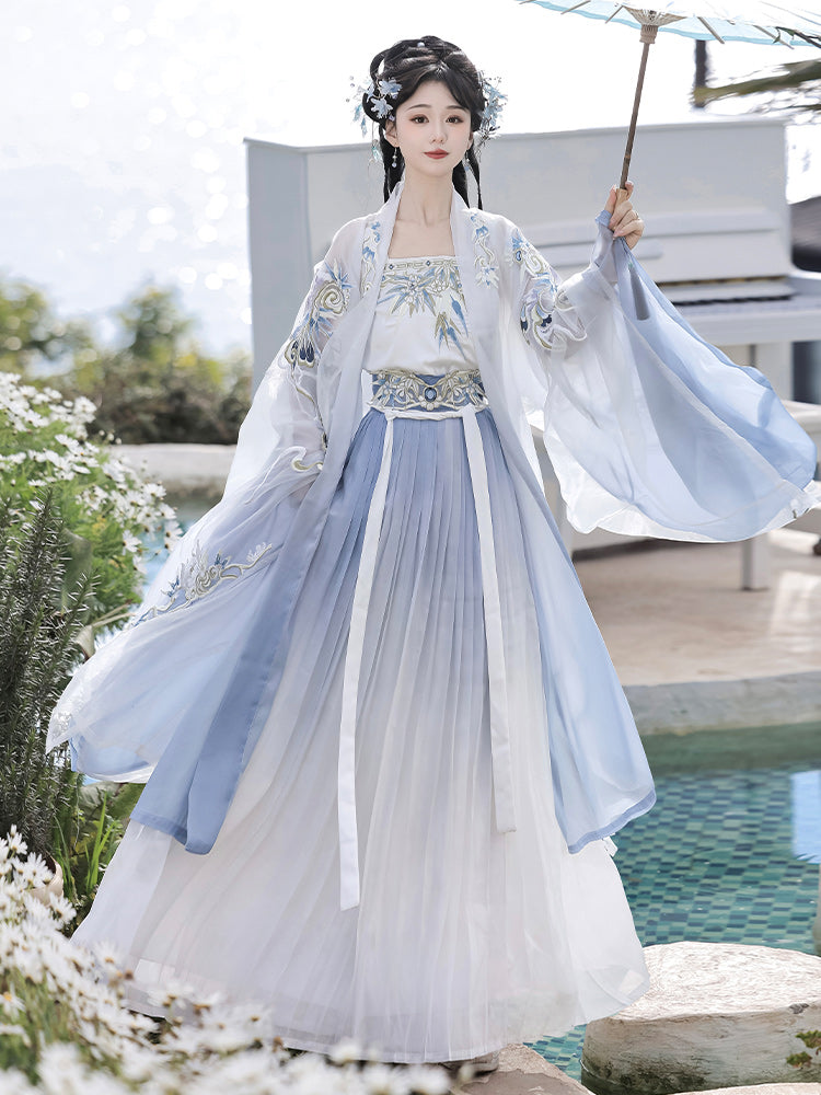 blue dress engagement Blue Tasseled Yunjian Bachelor's Gown Cloud Collar Fake Collar main image 1