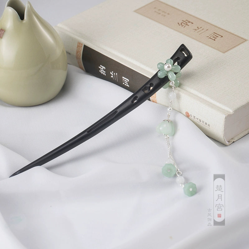 Long Tassels Ebony Hair Stick: Sword