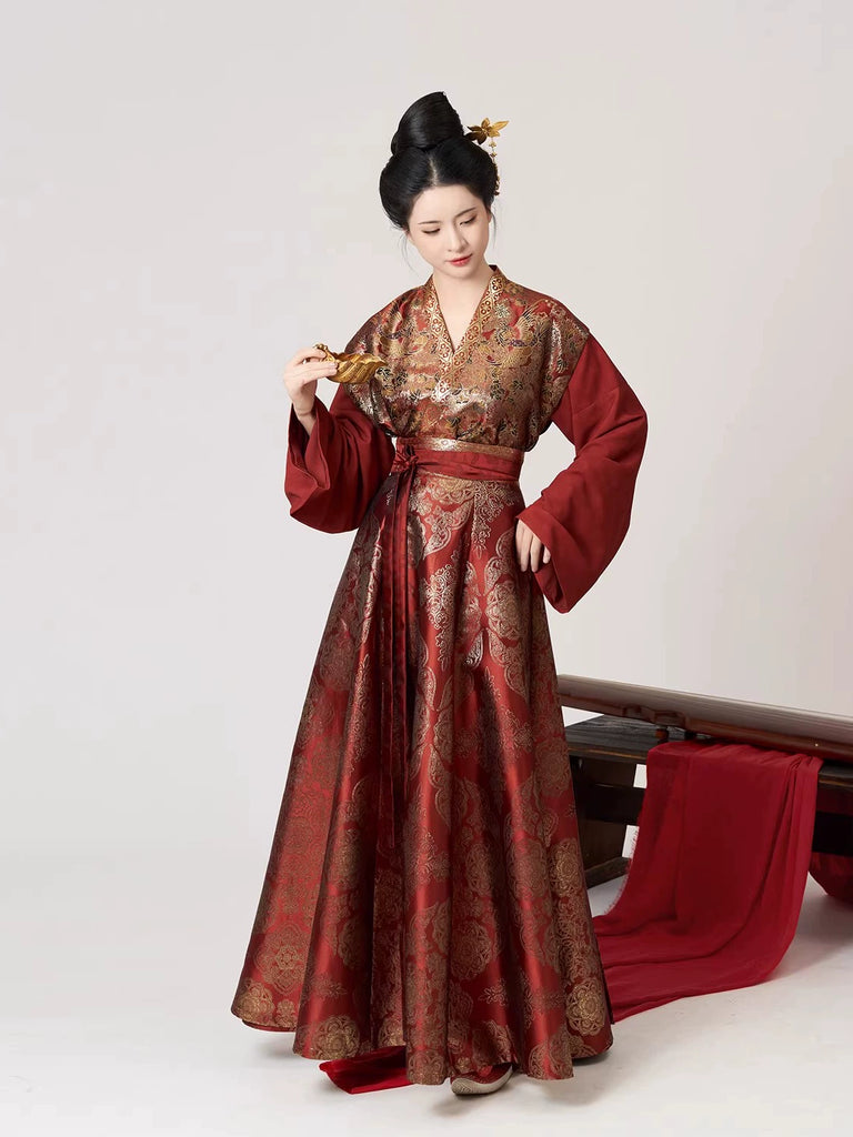 Hanfu Set Tang Dynasty Modern Hanfu Set with Beizi Overlay & Flowing Eight-Panel ...