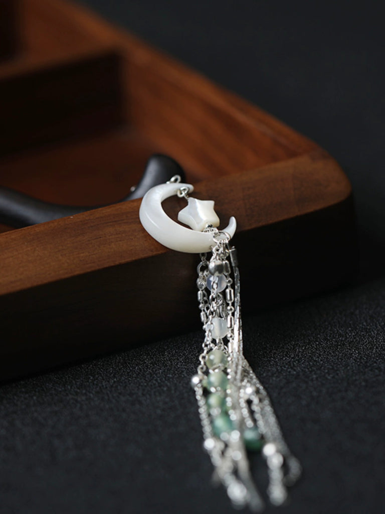 Moon Over the West River Elegant Mother-of-Pearl Moon Hanfu Hair Stick