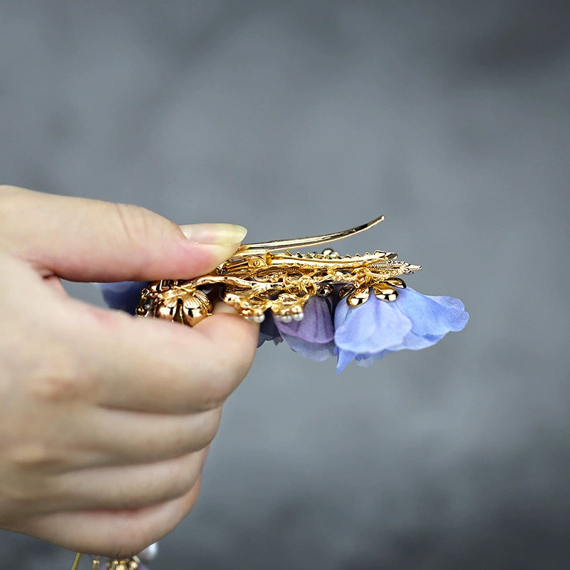 Long Tassels Hair Clip: Purple Rose