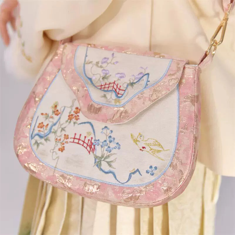 Flowers and Birds Crossbody Merchant Bag