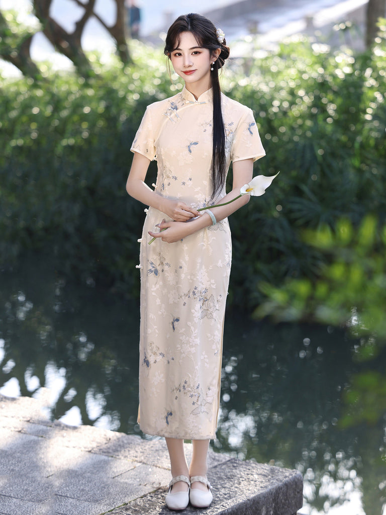 qipao dress short Short Sleeve Long Cheongsam