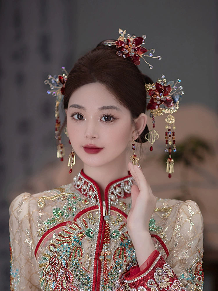 Chinese Wedding Hair Accessories: Radiant Hearts