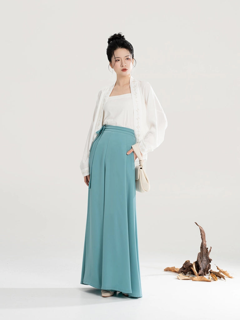 Song Dynasty Modern Hanfu Set with Changgan Temple Beizi and Wide Leg ...