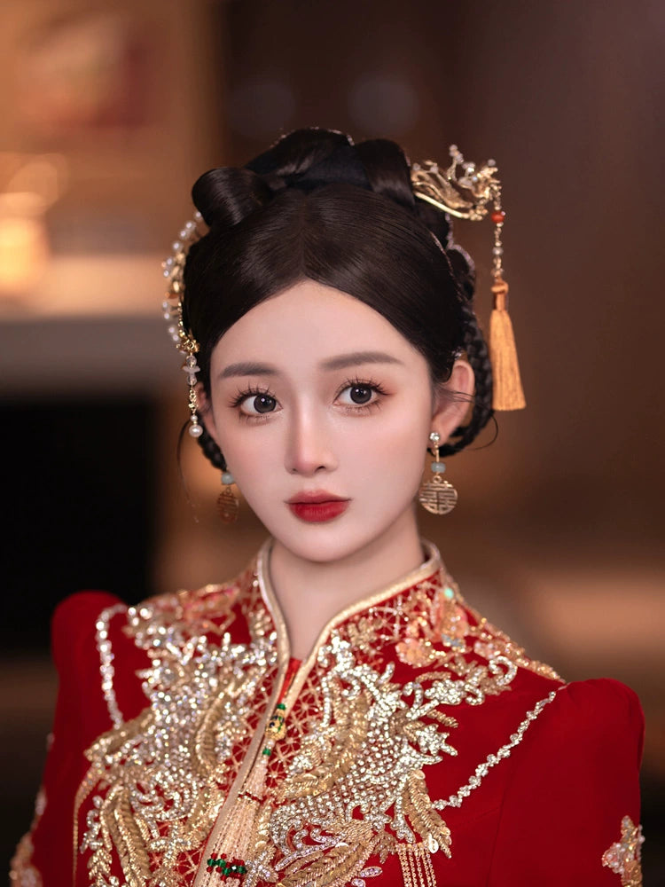 Chinese Wedding Hair Accessories: Crimson