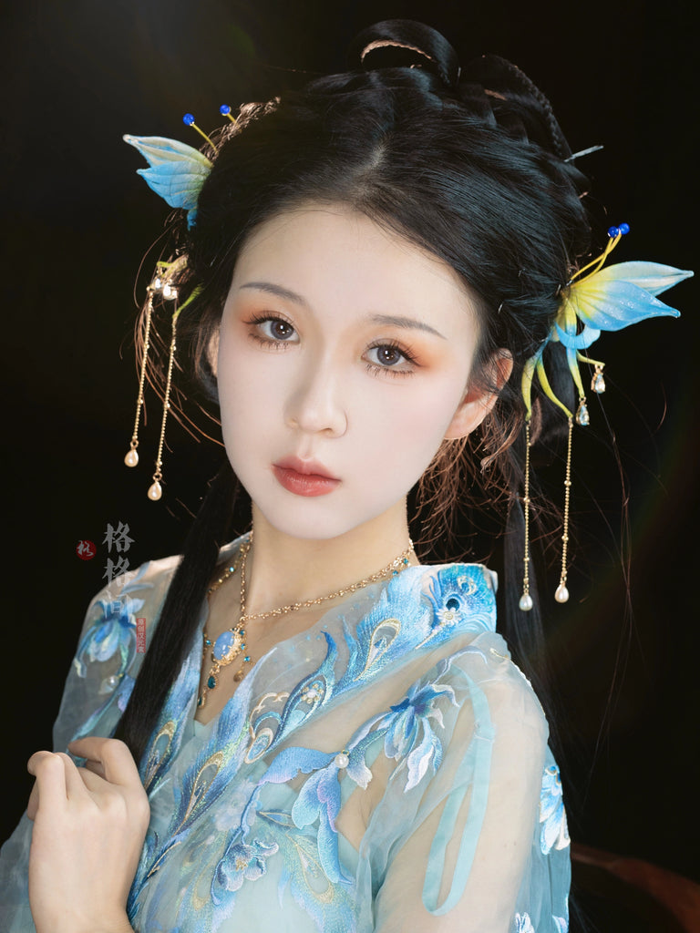 Hanfu Hair Pin: Emerald Butterfly