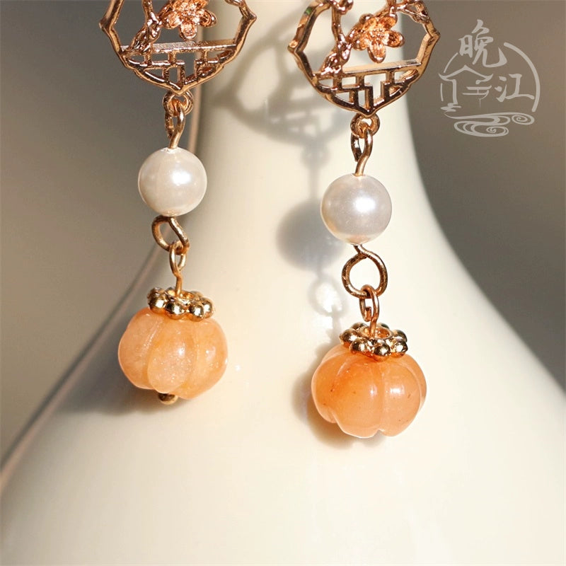 Pumpkin Chinese Style Earrings