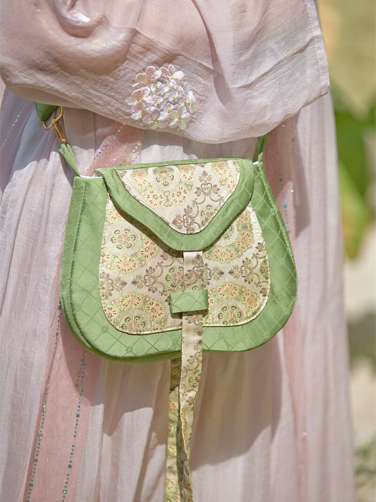 Mint Brocade Crossbody Merchant Bag