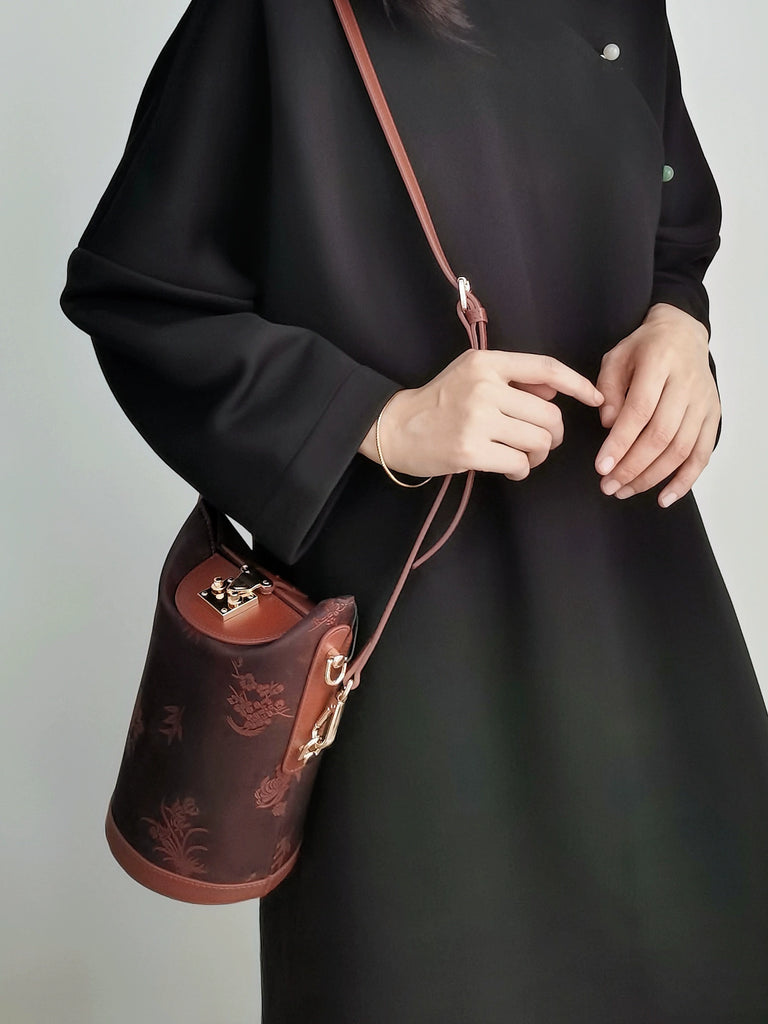 Plum Orchid Crossbody Cylinder Bag for Women