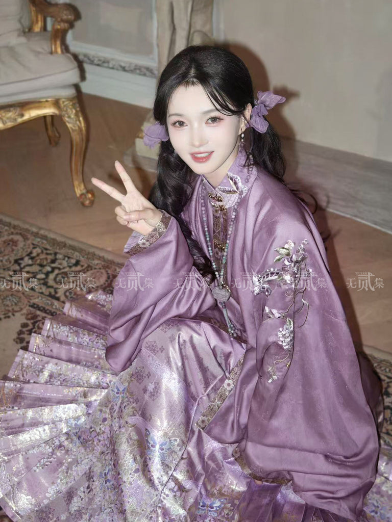 Ming Dynasty Violet Bijia & Mamianqun Hanfu Set | Vines 藤萝有期 – Hanfu Story