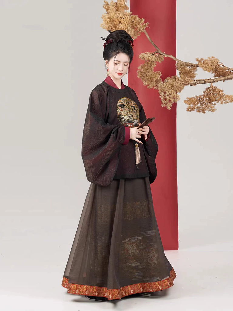 Ming Dynasty Modern Hanfu Mamianqun Outfit - Huadeng 华灯 – Hanfu Story