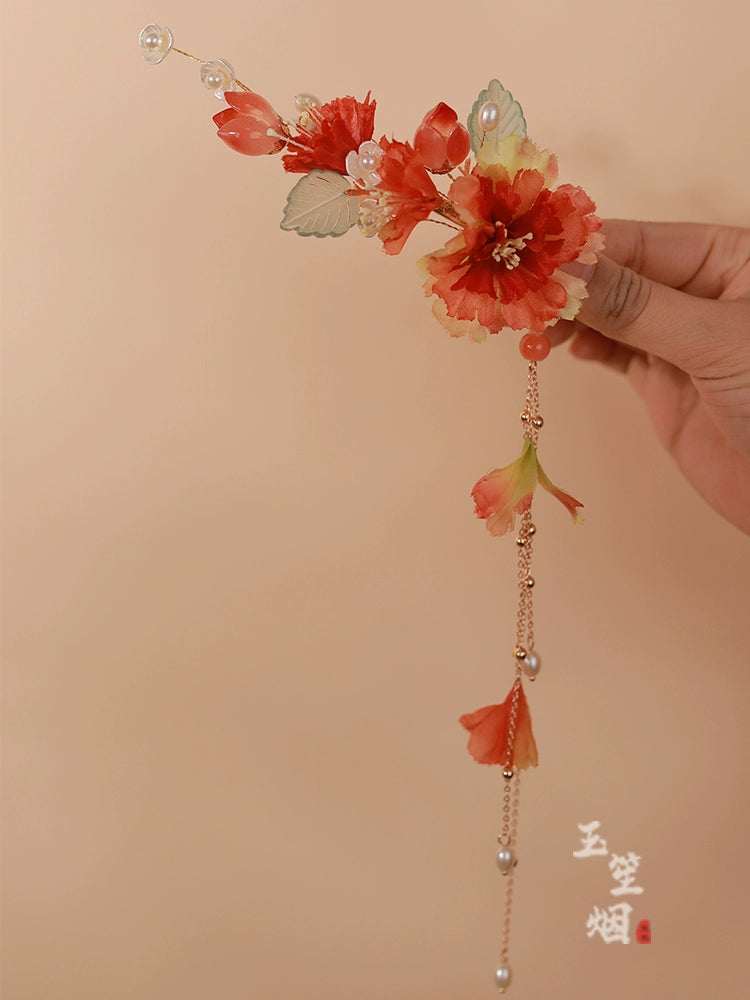 Hanfu Hair Clips: Pomegranate Flower