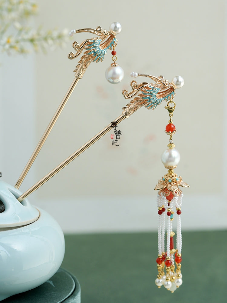 Tassel Hair Pin: Soaring Dragon