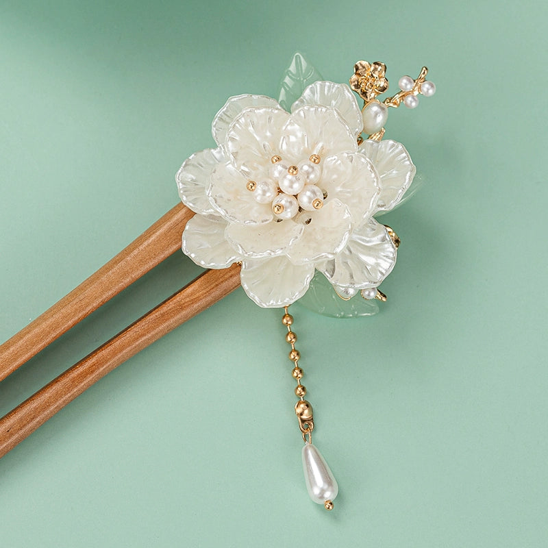 Gardenia Blossom Peachwood U-Shaped New Chinese Style Hair Stick