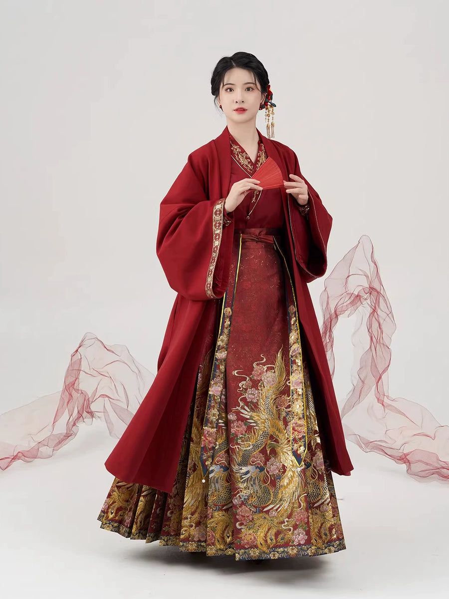 Ming Dynasty Wedding Hanfu Set & Mamian Skirt | Silk Phoenix 锦凤 – Hanfu ...