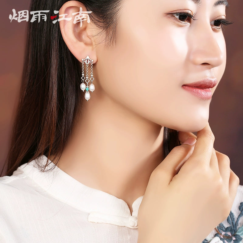 Starry Pearls Chinese Style Earrings