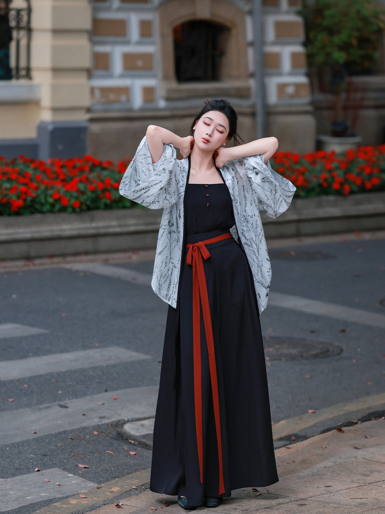 Xuan Mo | Modern Chinese Pleated Hanfu Set with Elastic Waist Song Sty ...