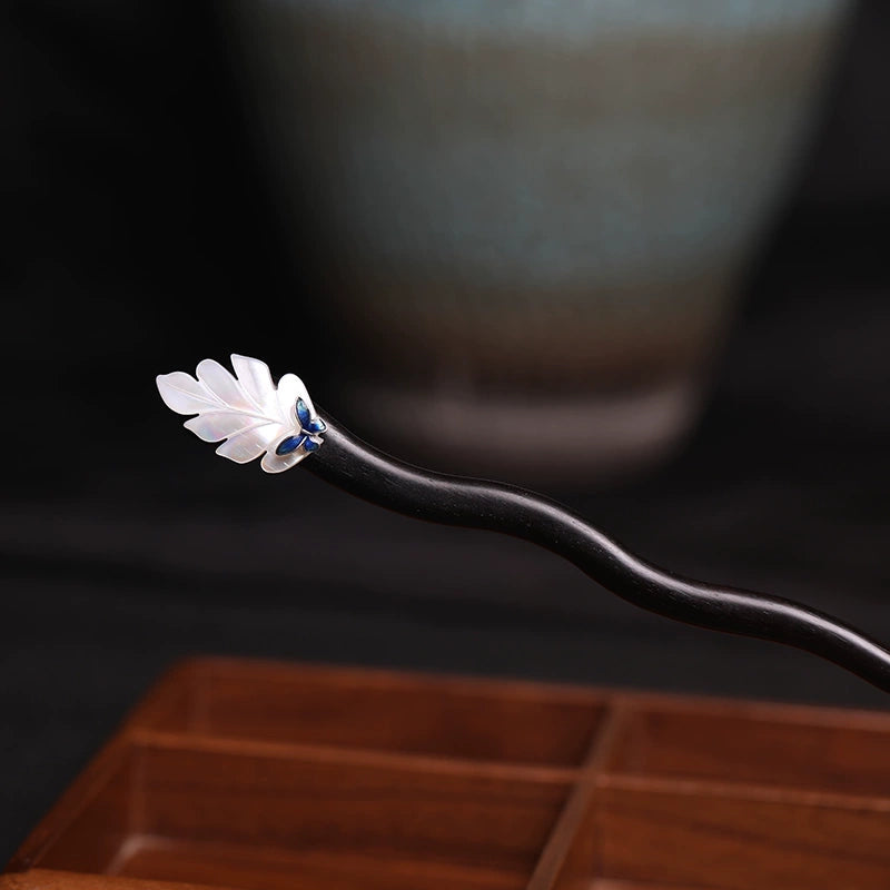 Radiant Glow Handmade Mother-of-Pearl Ebony Hair Stick