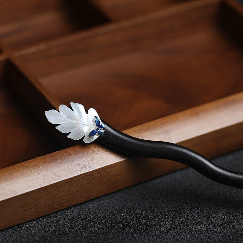 Radiant Glow Handmade Mother-of-Pearl Ebony Hair Stick