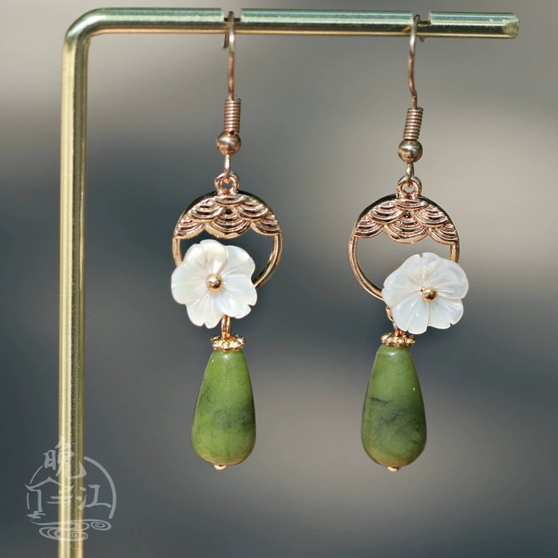 Mirror Flower Moon Chinese Style Earrings