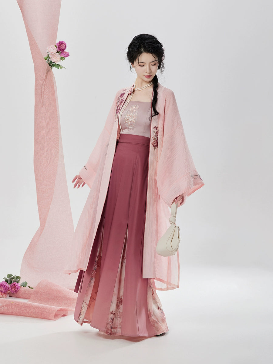 Hanfu Set Song Dynasty Modern Hanfu Set with Changgan Temple Beizi and Three Ple ...