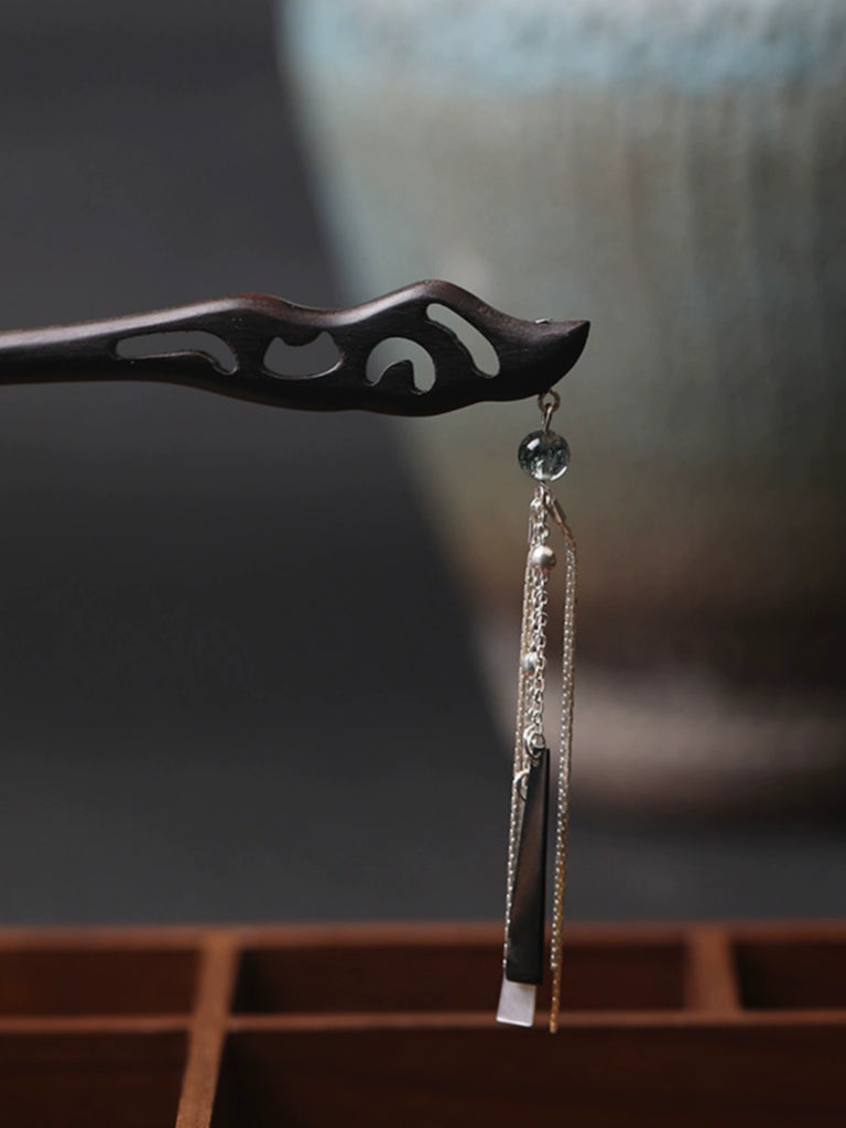 Song of Peace New Chinese Style Ebony Tassel Hair Stick