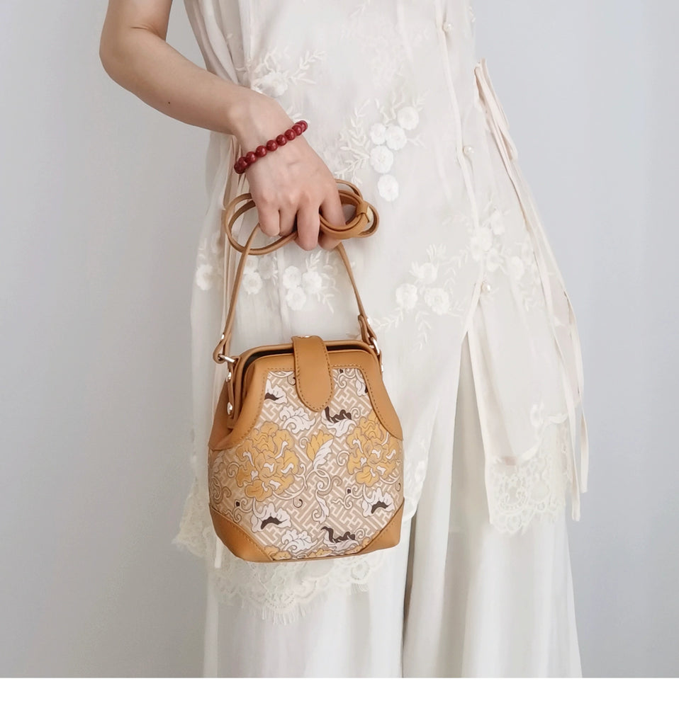 Golden Flowers Crossbody Bag for Women