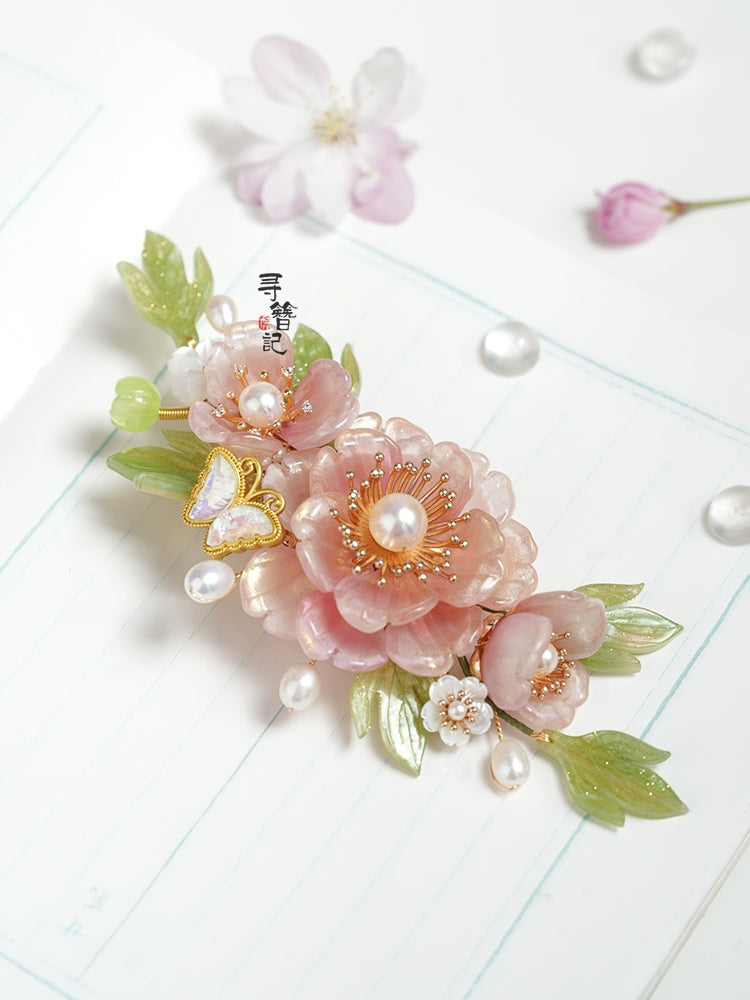 Hair Clip: Peony