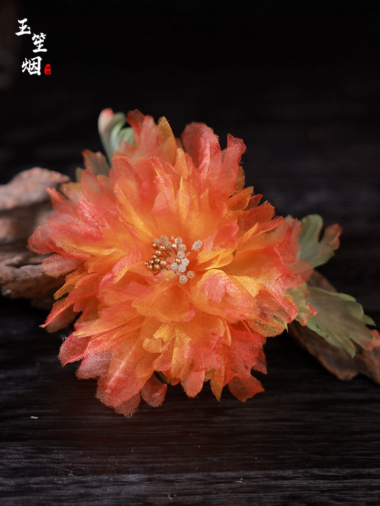 Hanfu Hair Accessories Set: Orange Peony