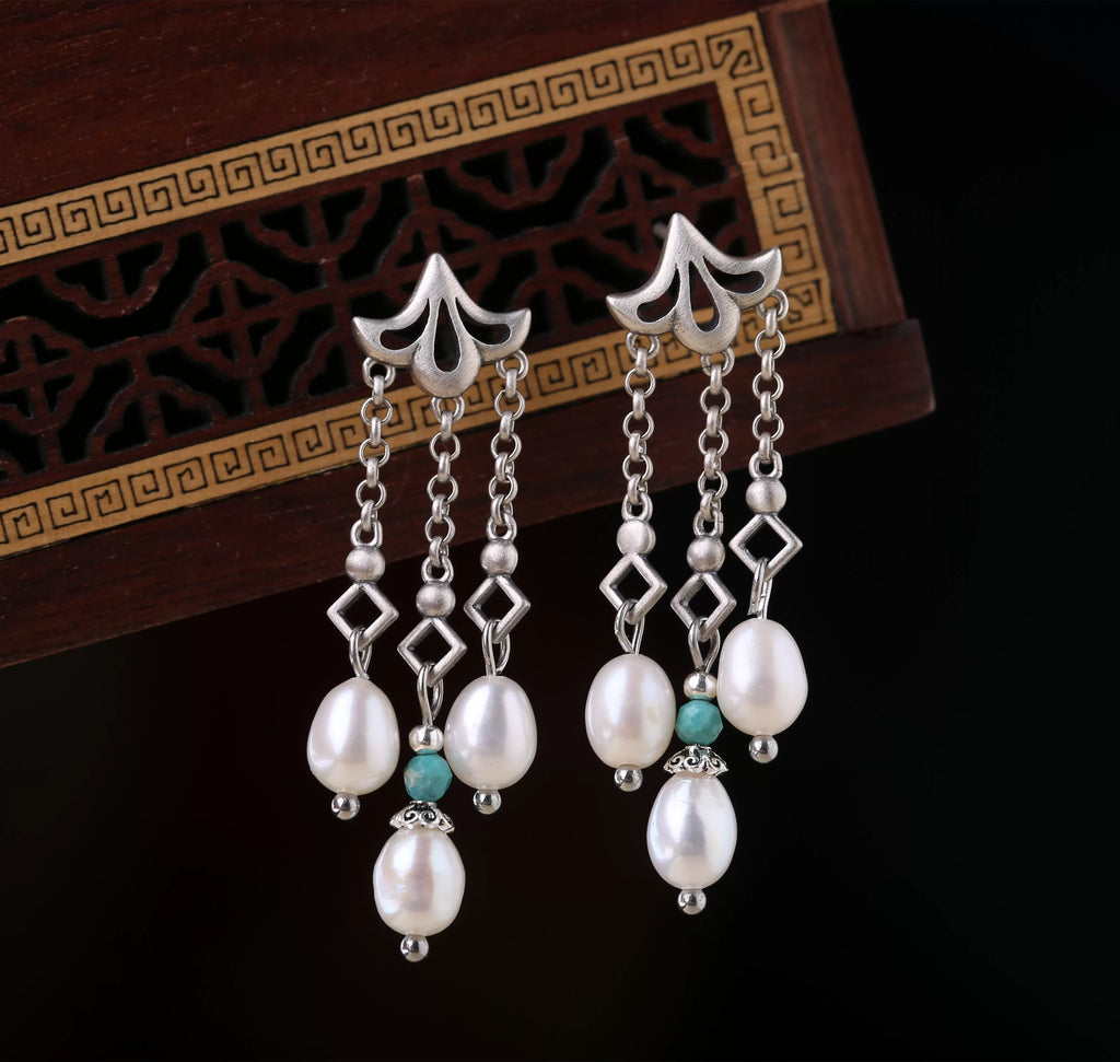 Starry Pearls Chinese Style Earrings