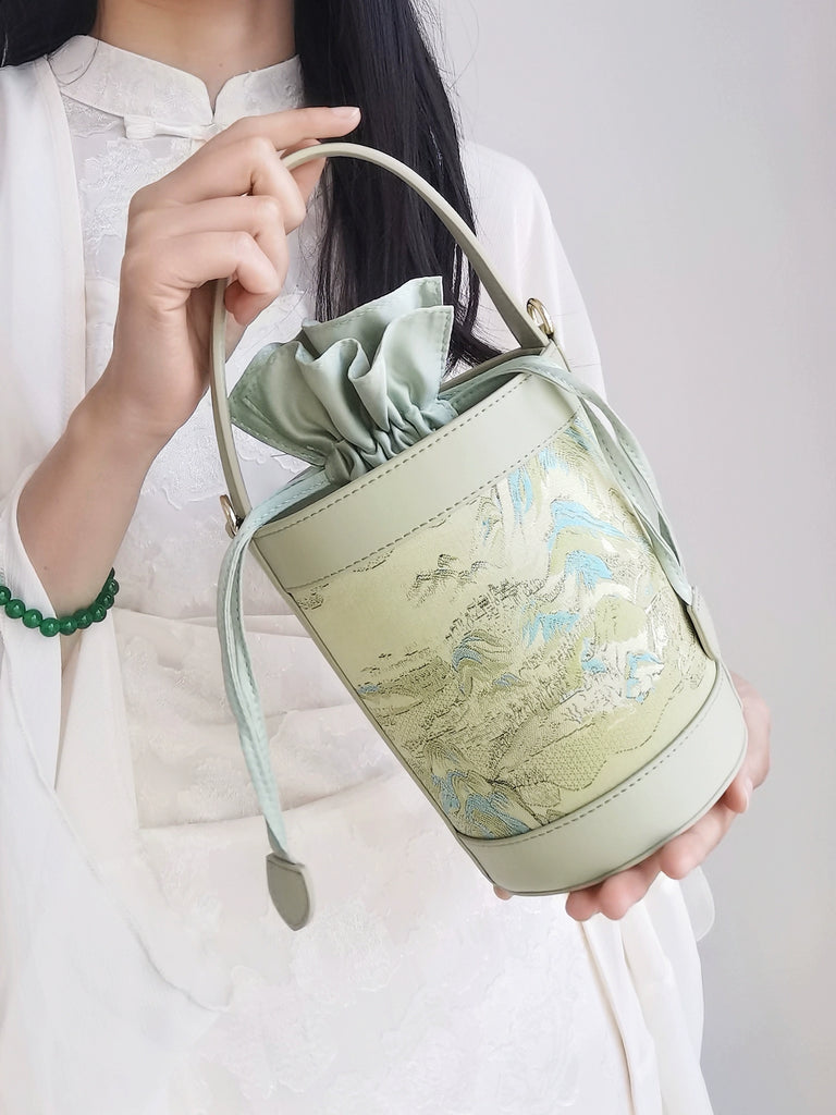 Thousands of Miles Song Brocade Bucket Bag for Women