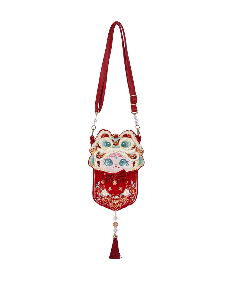 Golden Snake Hanfu Embroidery Phone Bag for Women