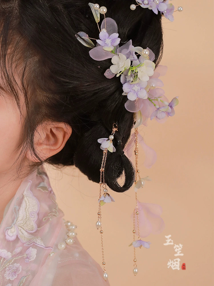 Hanfu Hair Clips: Purple Blooms