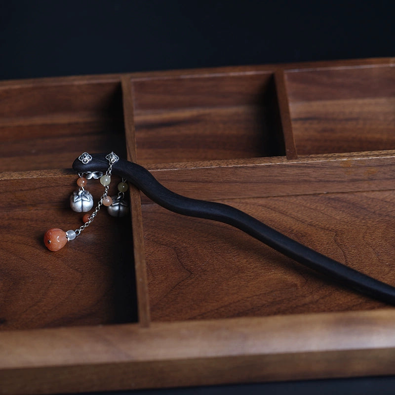 Autumn Harvest Ebony 925 Silver and Jade New Chinese Style Hair Stick