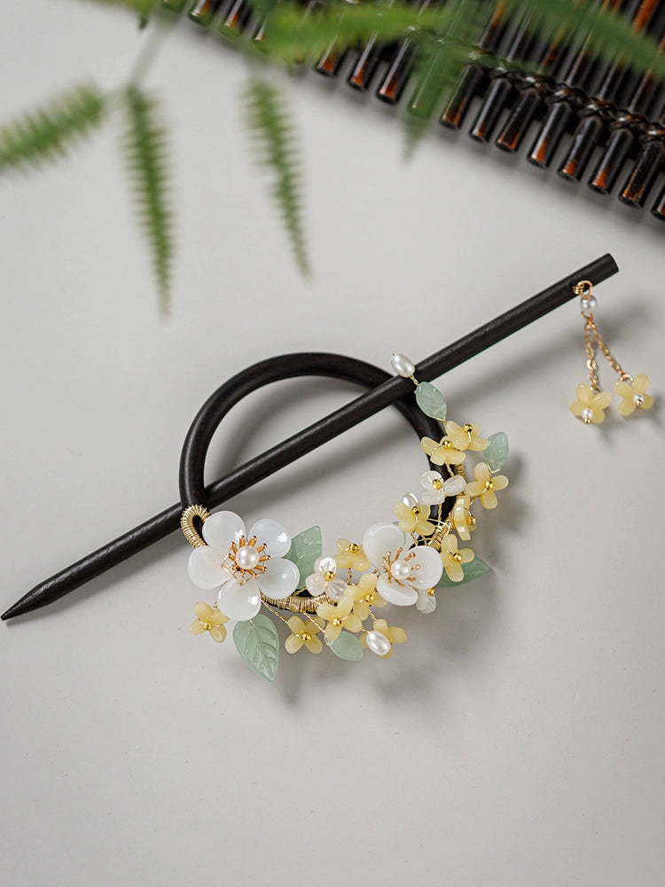 Back Hair Pin: Wooden Osmanthus