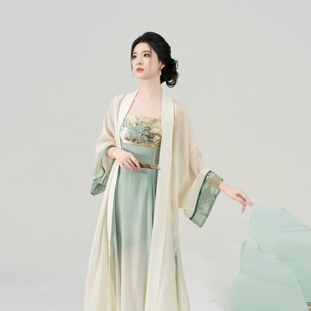 Modern Tang Dynasty Hanfu Slip Dress Set - Tranquil Mountain Path 青山行 ...