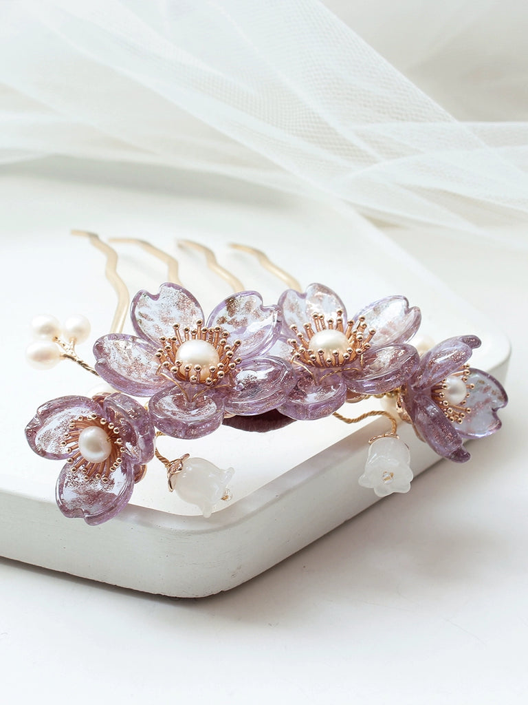 Hair Clips: Glass Flowers