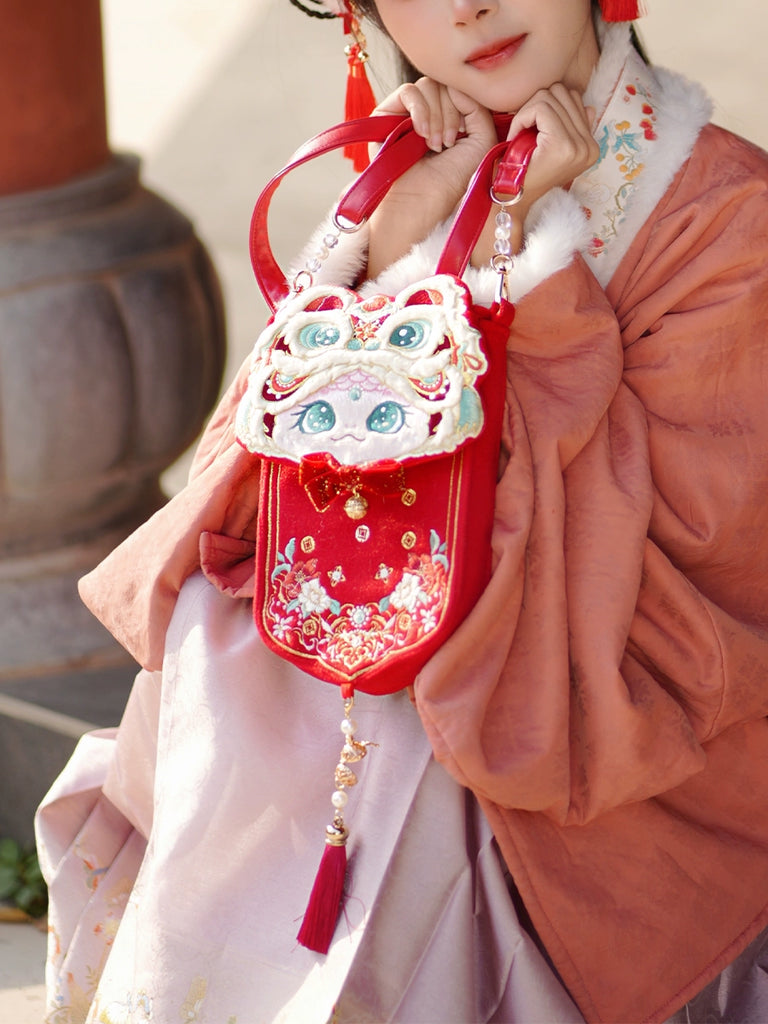 Golden Snake Hanfu Embroidery Phone Bag for Women