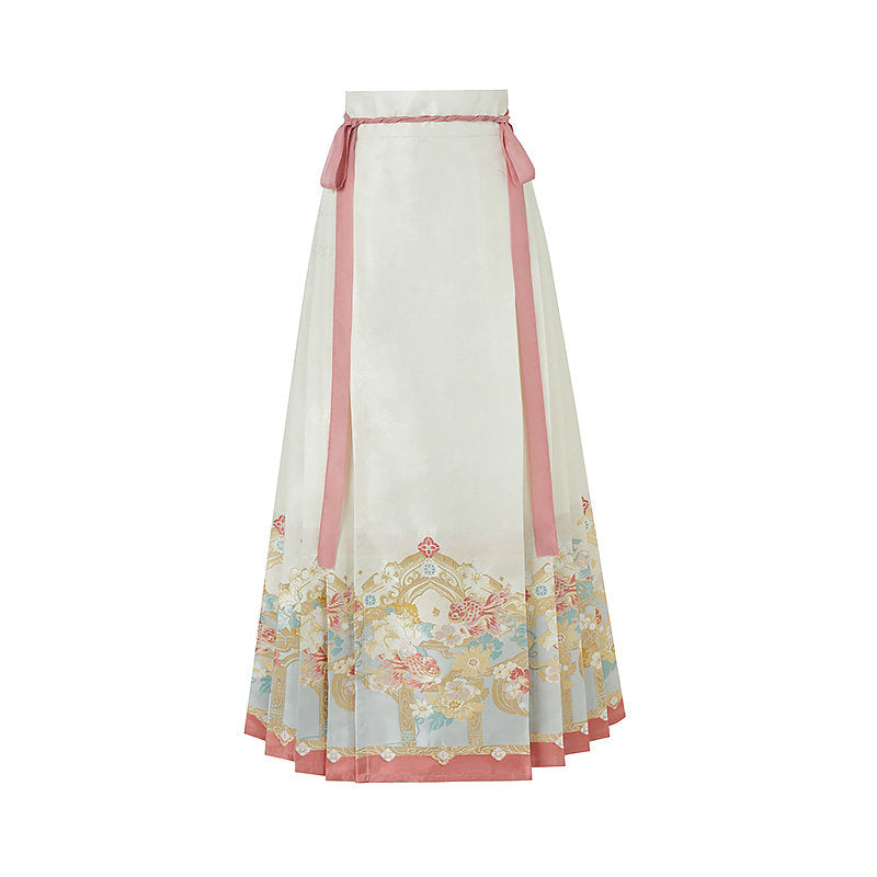 Han Dynatsy Spring Hanfu Ming Dynasty Spring Hanfu Set with Pink Mamian Skirt for Women | Peach ...