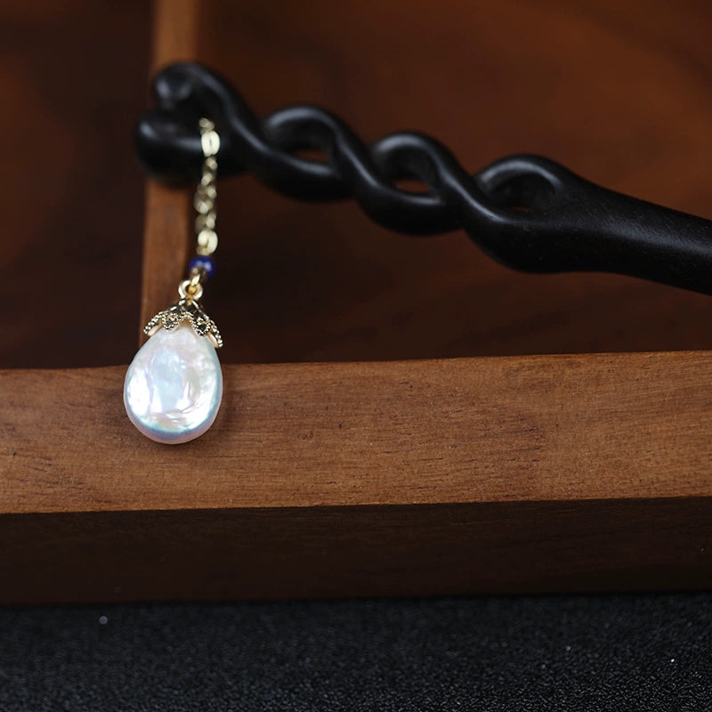 Dream of Nanke Ebony Pearl Tassel Hair Stick for Hanfu